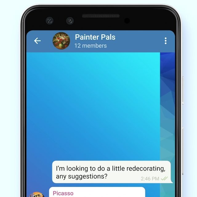 Chat Background 배경 이미지 설정 · 블러/모션 효과 · 채팅방별 배경 · 다크 모드 최적화 하루 종일 업무와 소통을 위해 텔레그램
